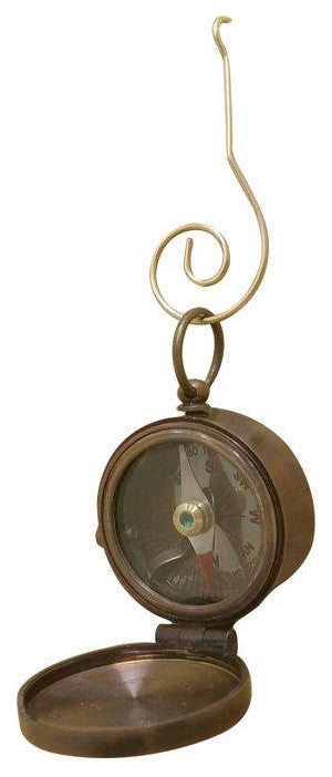 Antique Copper Compass With Lid Christmas Ornament 4"