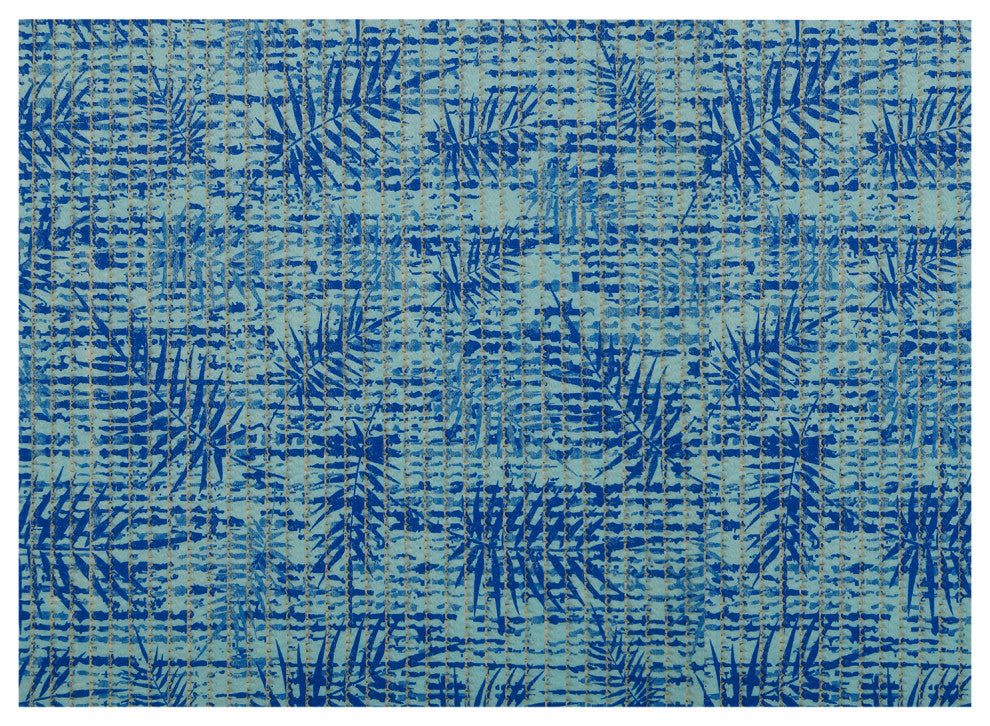 Leaf PVC Bathroom Mat, Blue, 26" x 35", Covers 6.3 sq ft