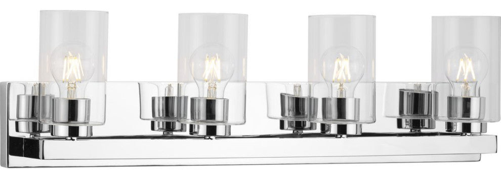 Goodwin 4-Lt Polished Chrome Modern Vanity Light With Clear Glass