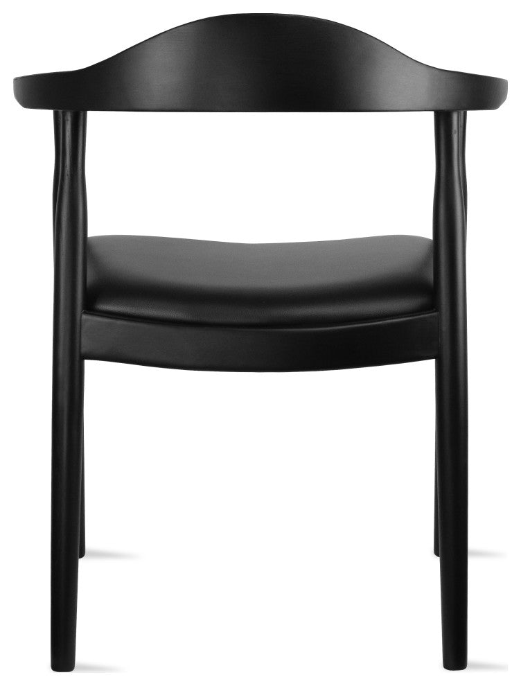 Real Oak Wood PU Leather Seat Wegner Kennedy Dining Assembled Chair, Black