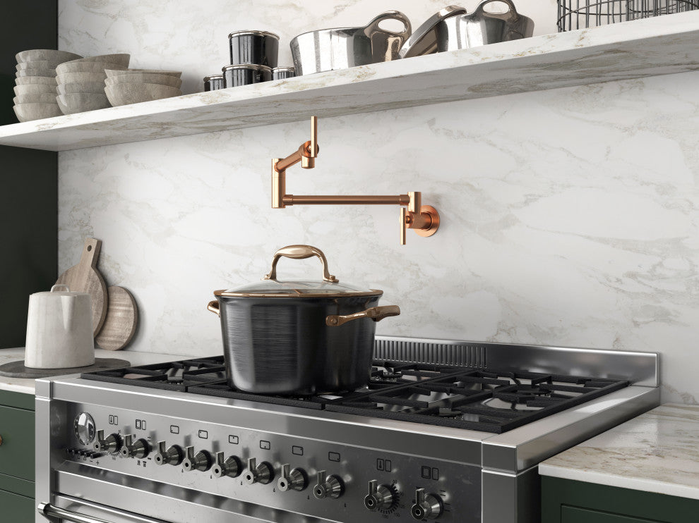 Braccia Series 24" Wall Mounted Pot Filler, Rose Gold