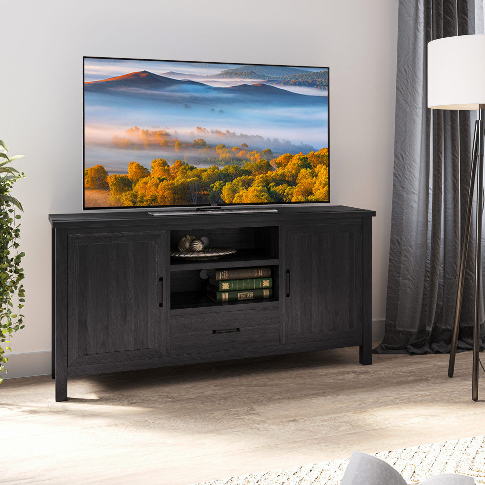 60 Inch Farmhouse TV Stand or Entertainment Center, Rustic Gray