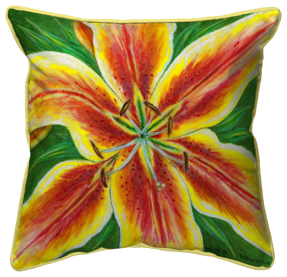 Yellow Lily Large Indoor/Outdoor Pillow 18x18