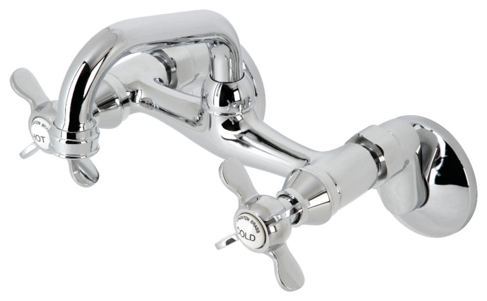 Kingston Brass KS112C Two-Handle Wall Mount Bar Faucet, Polished Chrome