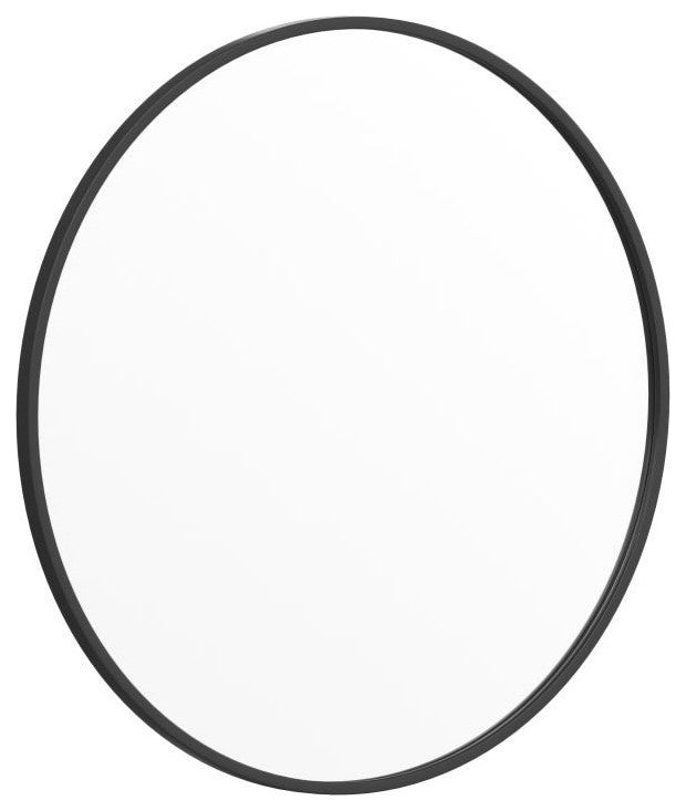 Julianne Round Metal Framed Wall Mirror, Black, 30"