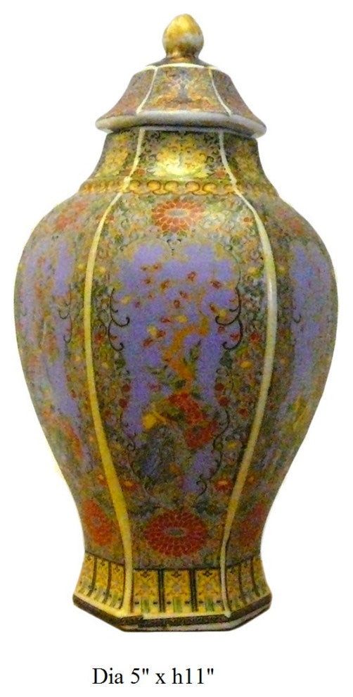 Chinese Porcelain Golden Flower and Birds Scenery Jar