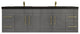 Rosa 72" Wall Mounted Modern Vanity, High Gloss Gray, Matt Black Top