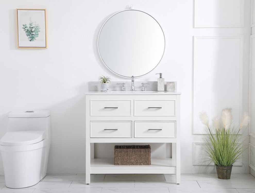 Skylar 36" Single Bathroom Vanity, White, With Backsplash