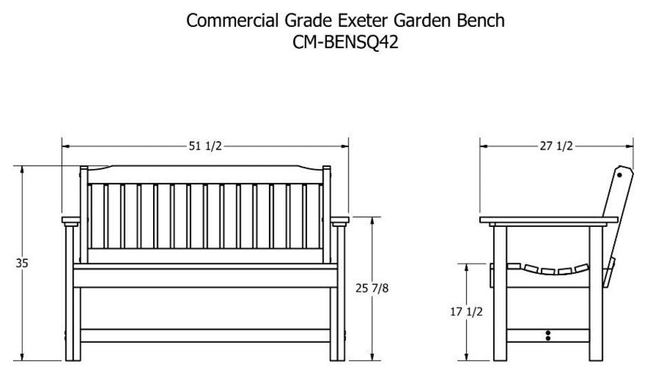 The Sequoia Professional Commercial Grade Exeter 4' Garden Bench, Harbor Gray