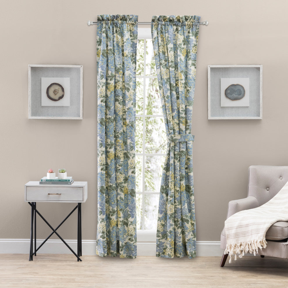 Hydrangea Tailored Panel Pair with Ties, 68" X 84"