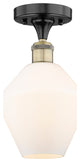 Cindyrella-1 Light 8" Semi-Flush Mount-Black Antique Brass-Cased Matte White