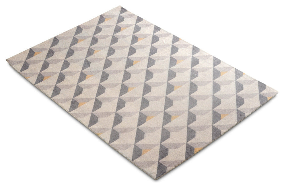 Gray Diorite Mid-Century Modern Geometric Area Rug, 5'x7'
