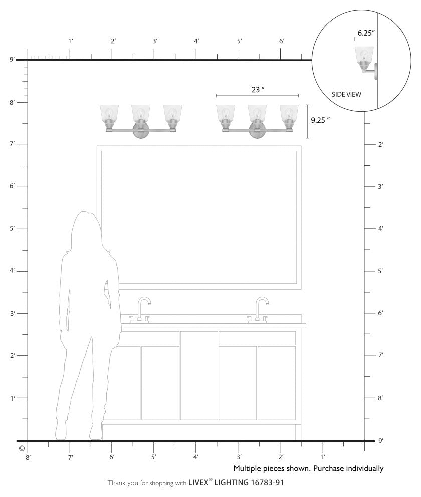 Catania 3-Light Brushed Nickel Vanity Sconce