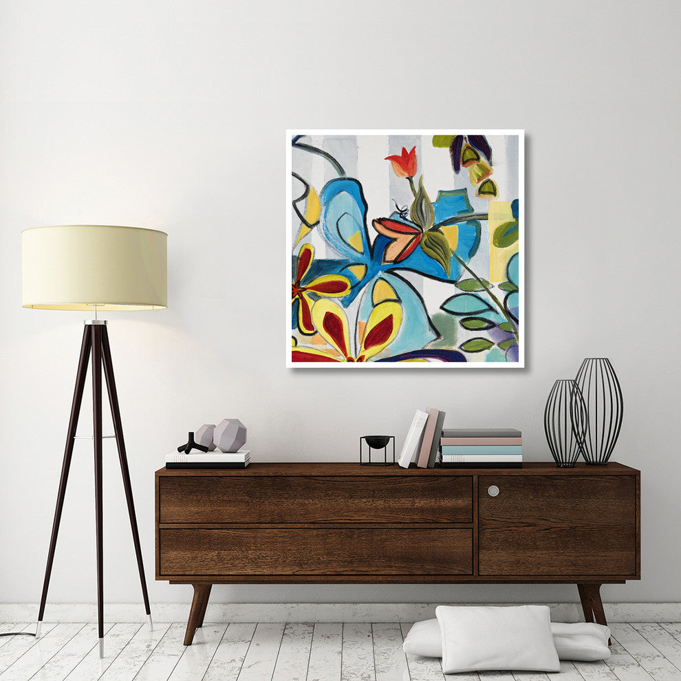 "Happy Snappy Garden TR" Digital Paper Print by Joan Elan Davis, 42"x42"