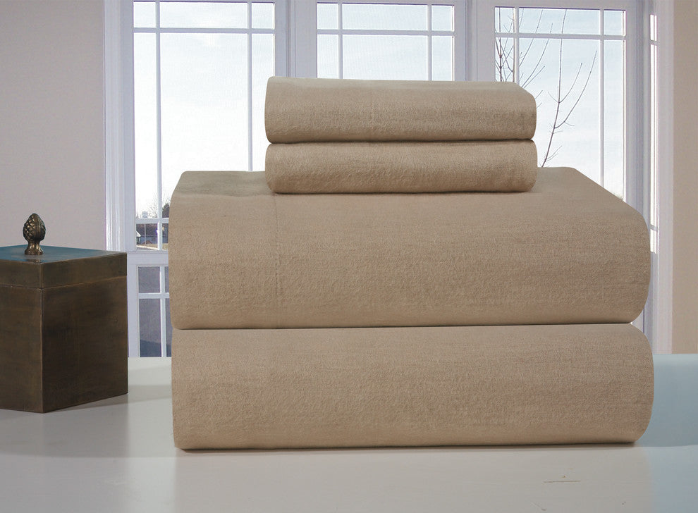 Pointehaven 170 Flannel Sheet Set, Linen, Twin