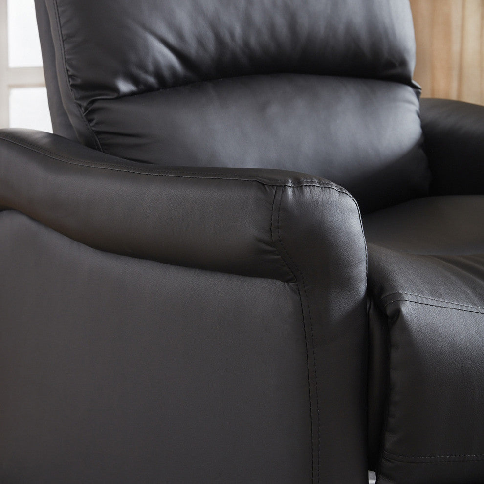 Black Faux Leather Modern Manual Recliner Chair