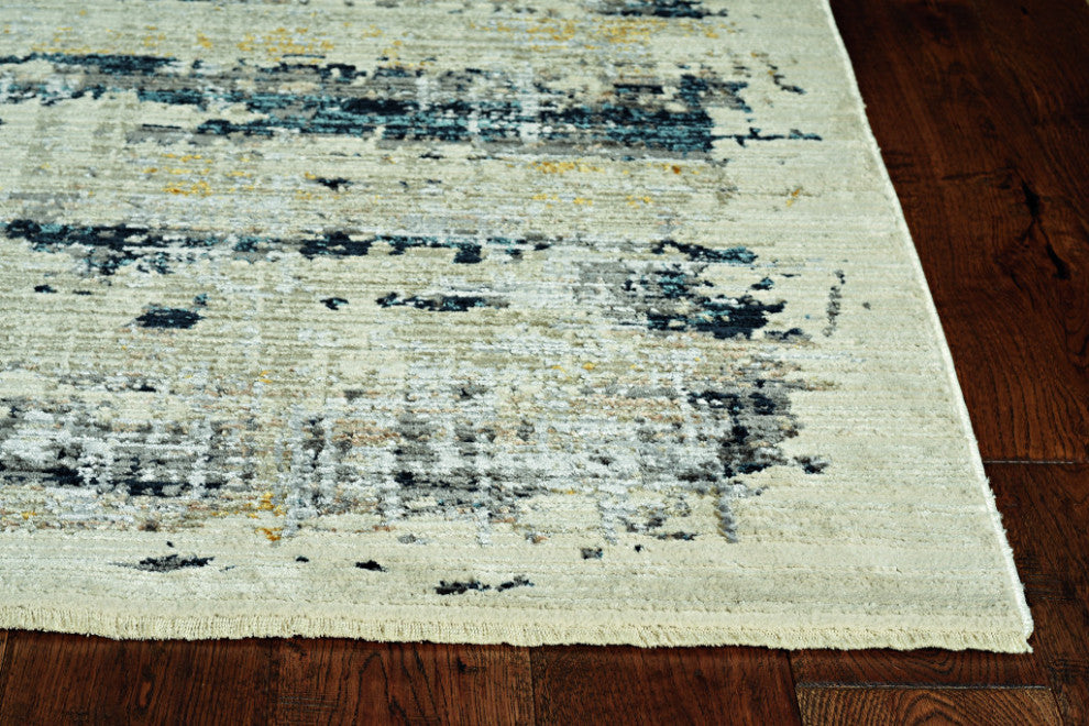 4"x6" Blue White Distressed Traditional Area Rug