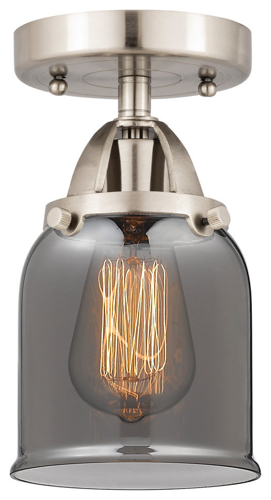 Small Bell Semi-Flush Mount, Brushed Satin Nickel, Plated Smoke, Plated Smoke