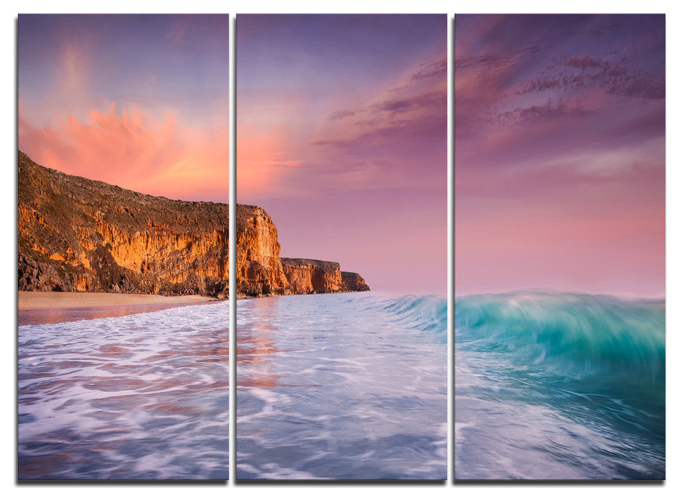 "Beautiful Paradise Sunset" Metal Wall Art, 3 Panels, 36"x28"