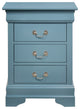 Louis Phillipe 3-Drawer Nightstand, Blue