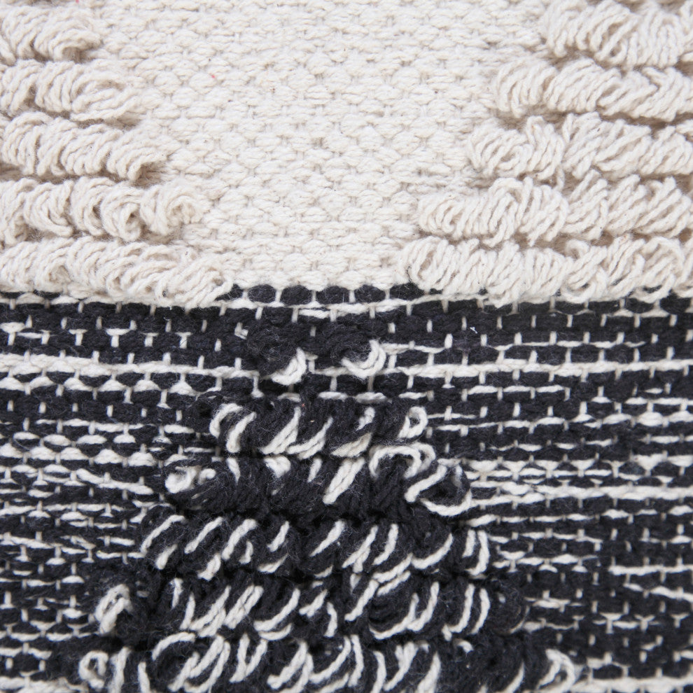 Ox Bay Handwoven Black/White Geometric Organic Cotton Pillow Cover, 20"x20"
