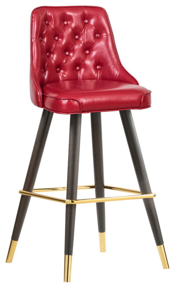 Portnoy Faux Leather Upholstered Bar Stool, Set of 2, Red