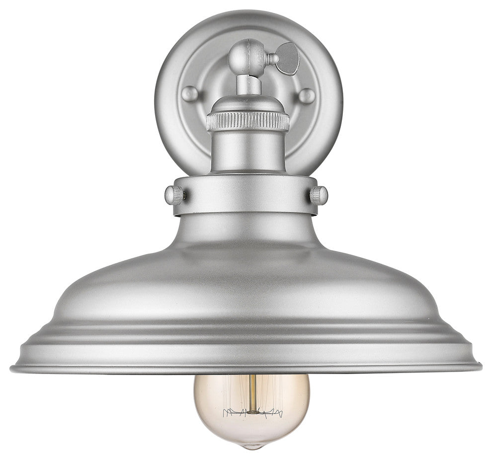SAMUEL Industrial-style 1 Light Silver Painted Indoor Wall Sconce 10inches Wide