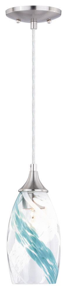 Milano 5" Mini Pendant Satin Nickel Caribbean Swirl Glass