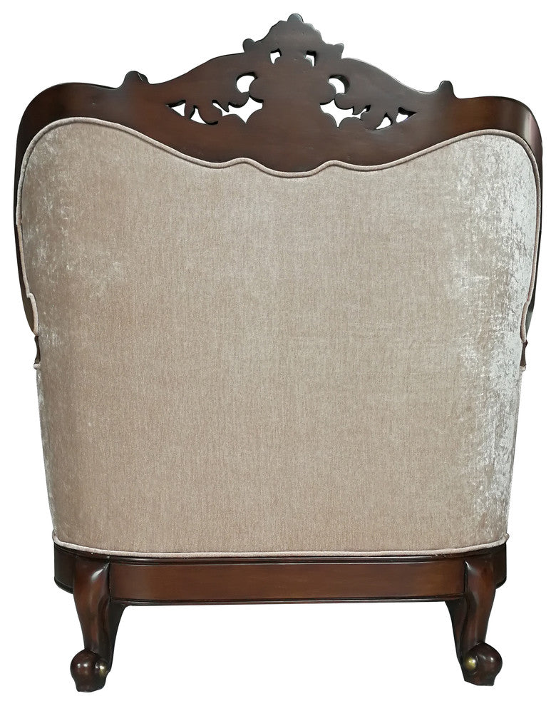 ACME Devayne Chair with 2 Pillows, Fabric and Dark Walnut