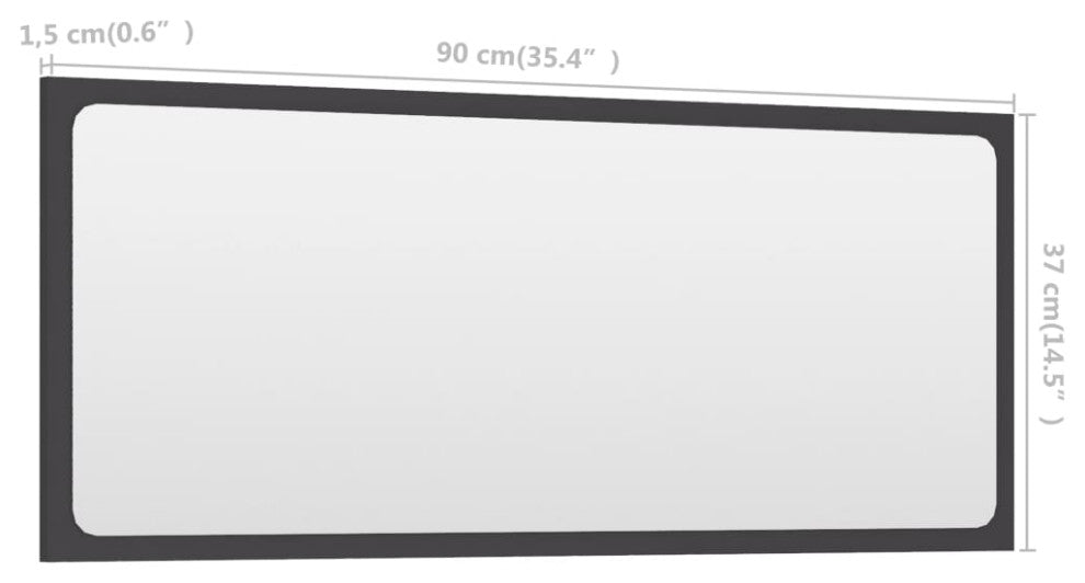 vidaXL Mirror Vanity Mirror Wall Mounted Bath Mirror Gray Engineered Wood