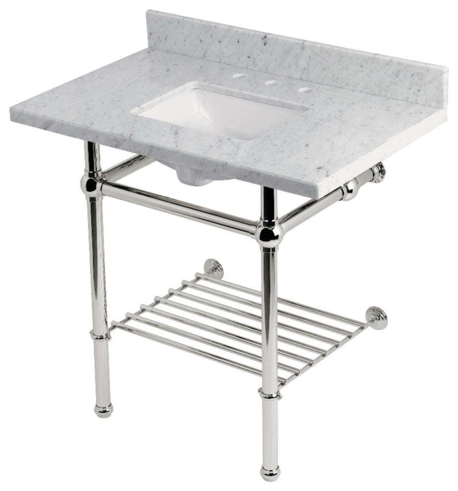 KVPB36MBSQB6 36" Console Sink with Brass Legs (8", 3 Hole)