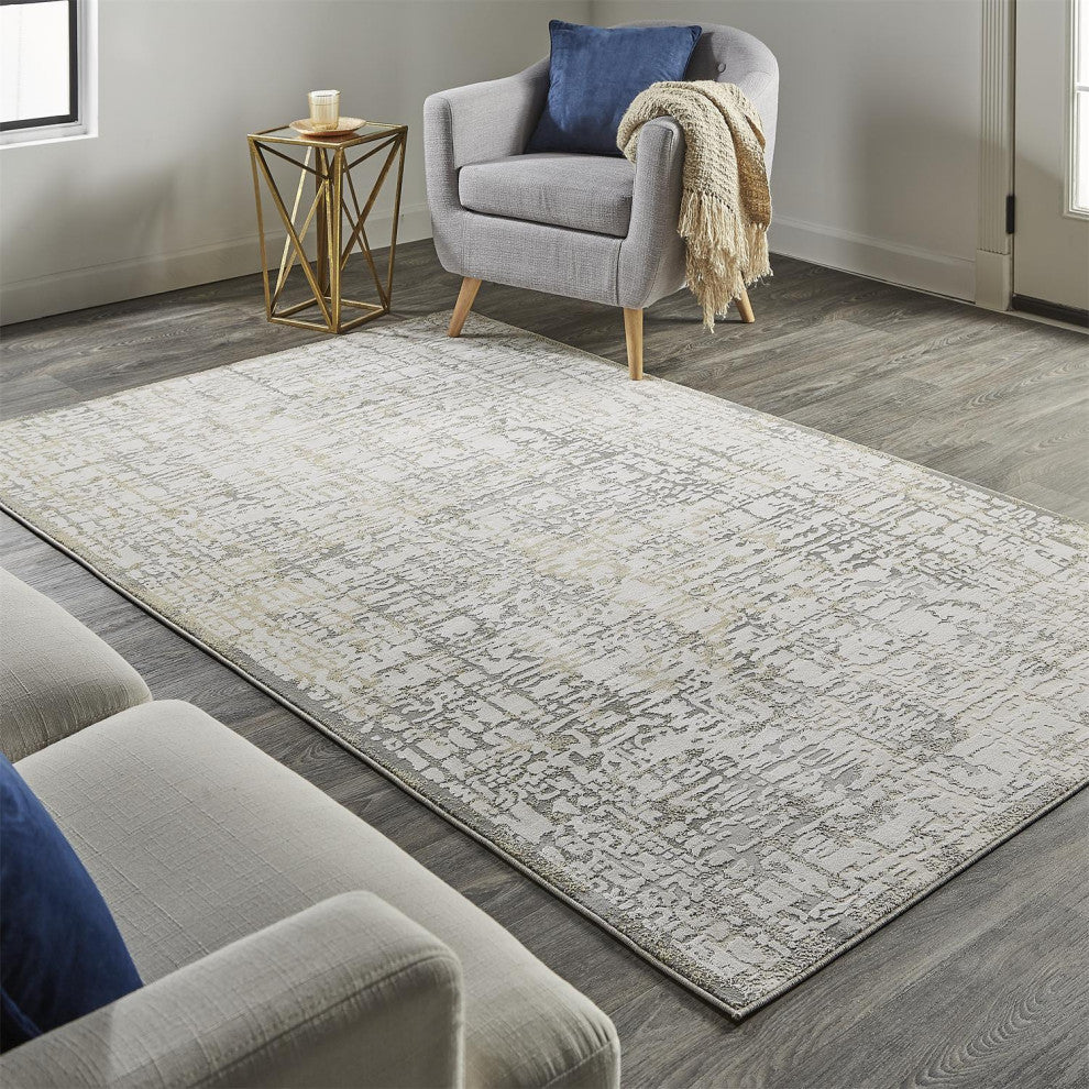 Weave & Wander Vanhorn Distressed Abstract Rug, Beige, 8'x11'