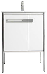 Oakville Bath Vanity, Ceramic Sink, White Matte, 24 Inch, Chrome Hardware