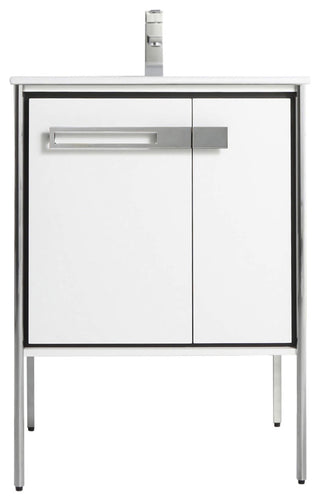 Oakville Bath Vanity, Ceramic Sink, White Matte, 24 Inch, Chrome Hardware