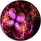 Glowing Purple Pink Fractal Flower, Floral Disc Metal Artwork, 36"