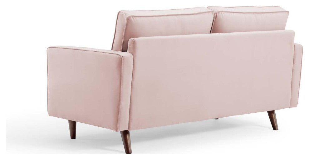 Loveseat Sofa, Velvet, Pink, Modern, Living Lounge Room Hotel Lobby Hospitality
