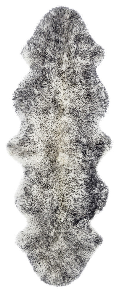 Natural 100% New Zealand Sheepskin Double, 2'x6', Gradient Grey