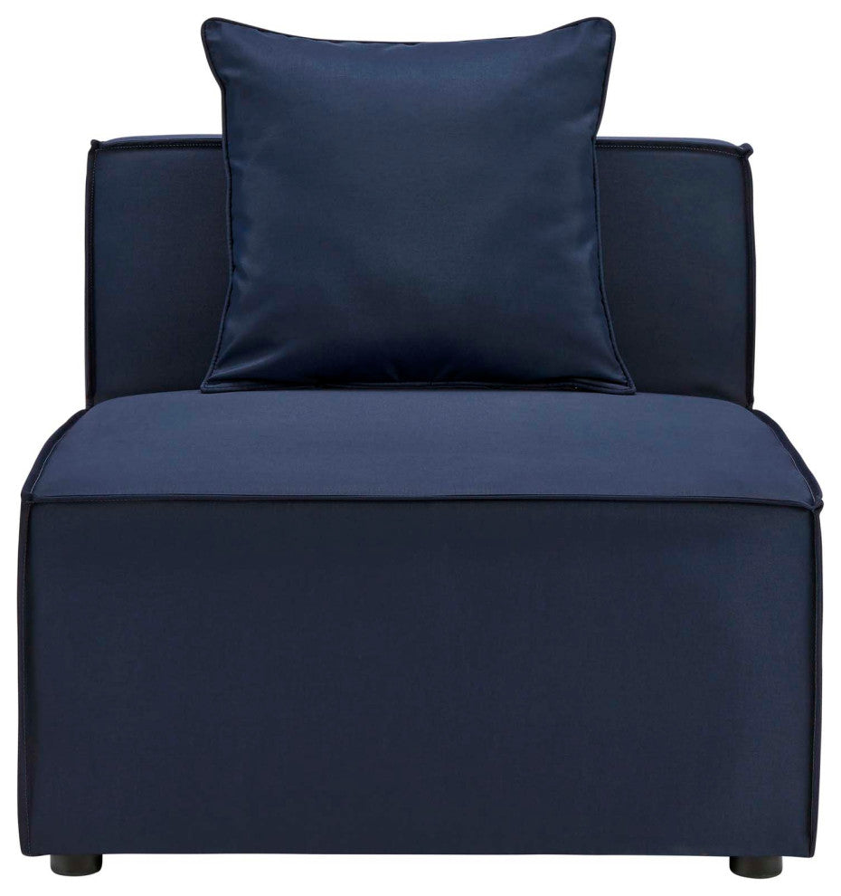 Sofa Middle Chair, Fabric, Blue Navy Blue, Modern, Outdoor Patio Balcony Garden