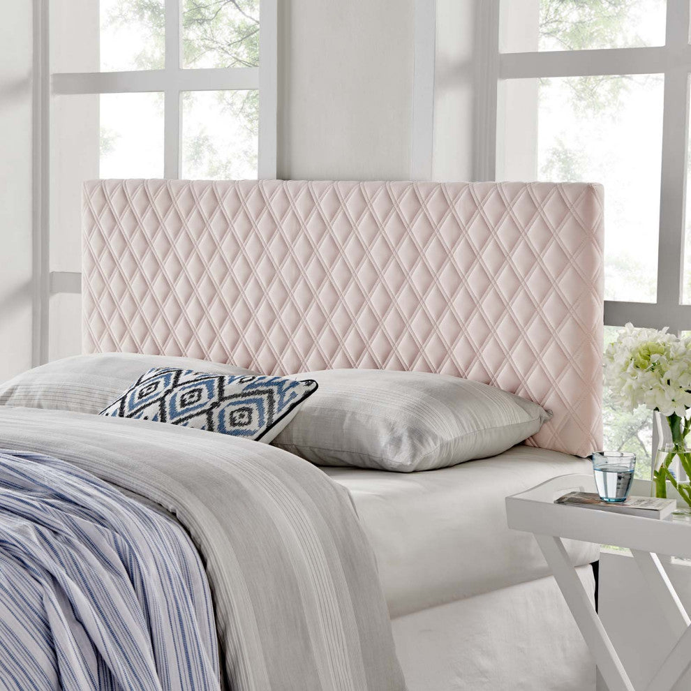 Headboard, King Size, Velvet, Pink, Modern Contemporary, Bedroom Master Suite
