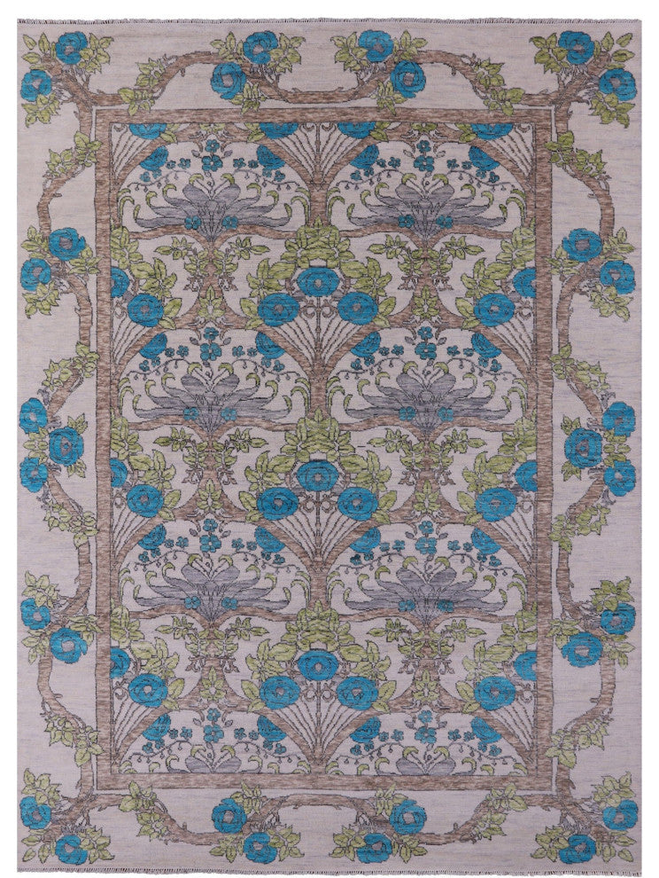 10' 1" X 13' 10" Hand Knotted William Morris Wool Rug - Q15723
