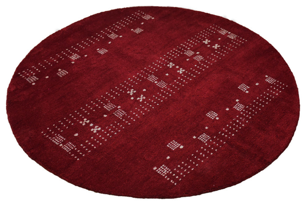 HAND KNOTTED LOOM SILK ECO-FRIENDLY AREA RUGS -6'x6', Round, Red, Contemporary