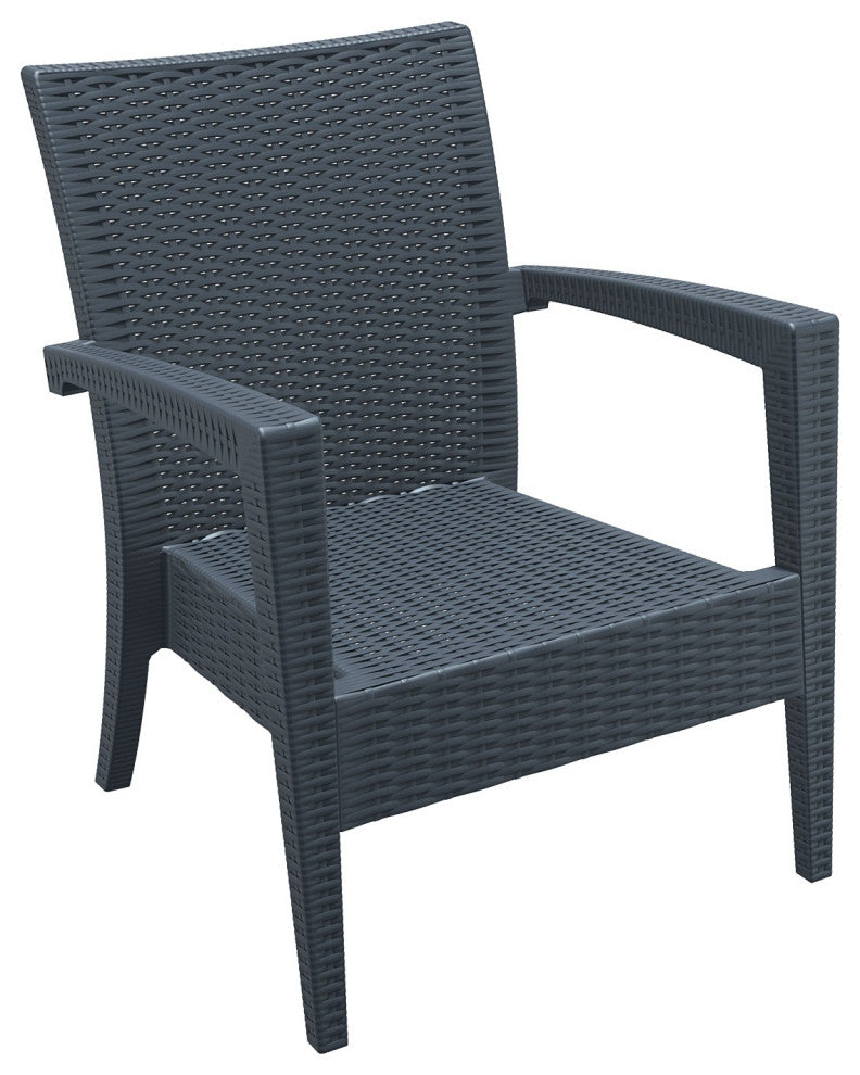 Miami 6-Piece Wickerlook Seating Set, Dark Gray With Acrylic Fabric Cushions