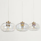 LNC Chrysaorican 3-Light Modern Iridescent Globe Glass Kitchen Island Light