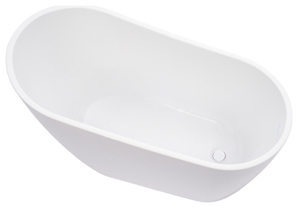 Vanity Art Freestanding Acrylic Soaking Bathtub, Pure White, 67"