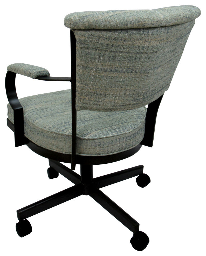 Miami Swivel Metal Dining Caster Chair - Reading Base, Watusi Aquatint, Black
