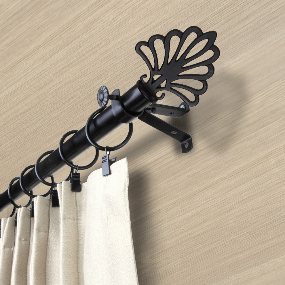 Bonnie 13/16" Diameter Curtain Rod, Black, 18-28"