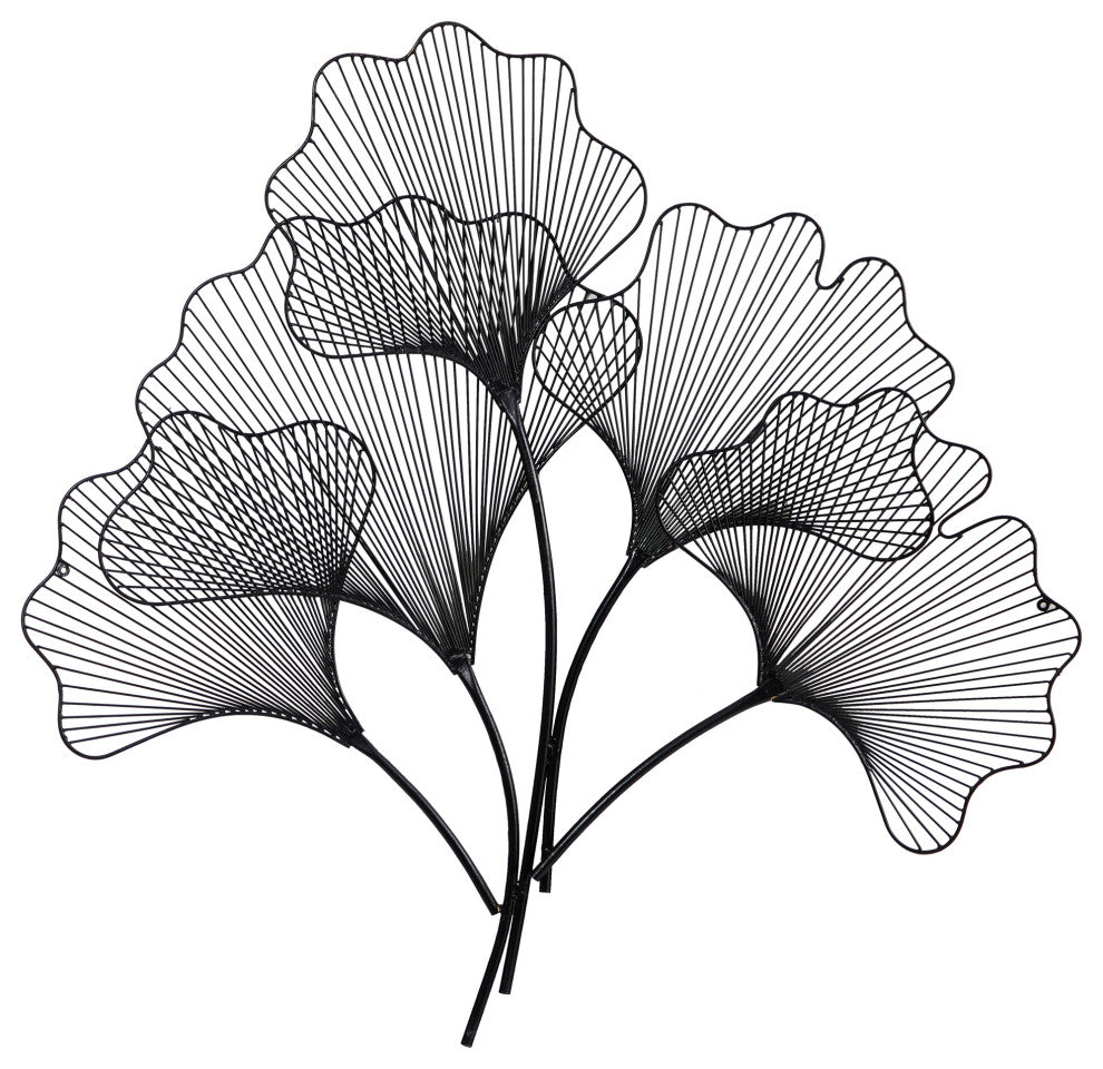 35" Modern Ginkgo Leaf Metal Wall Art Decor