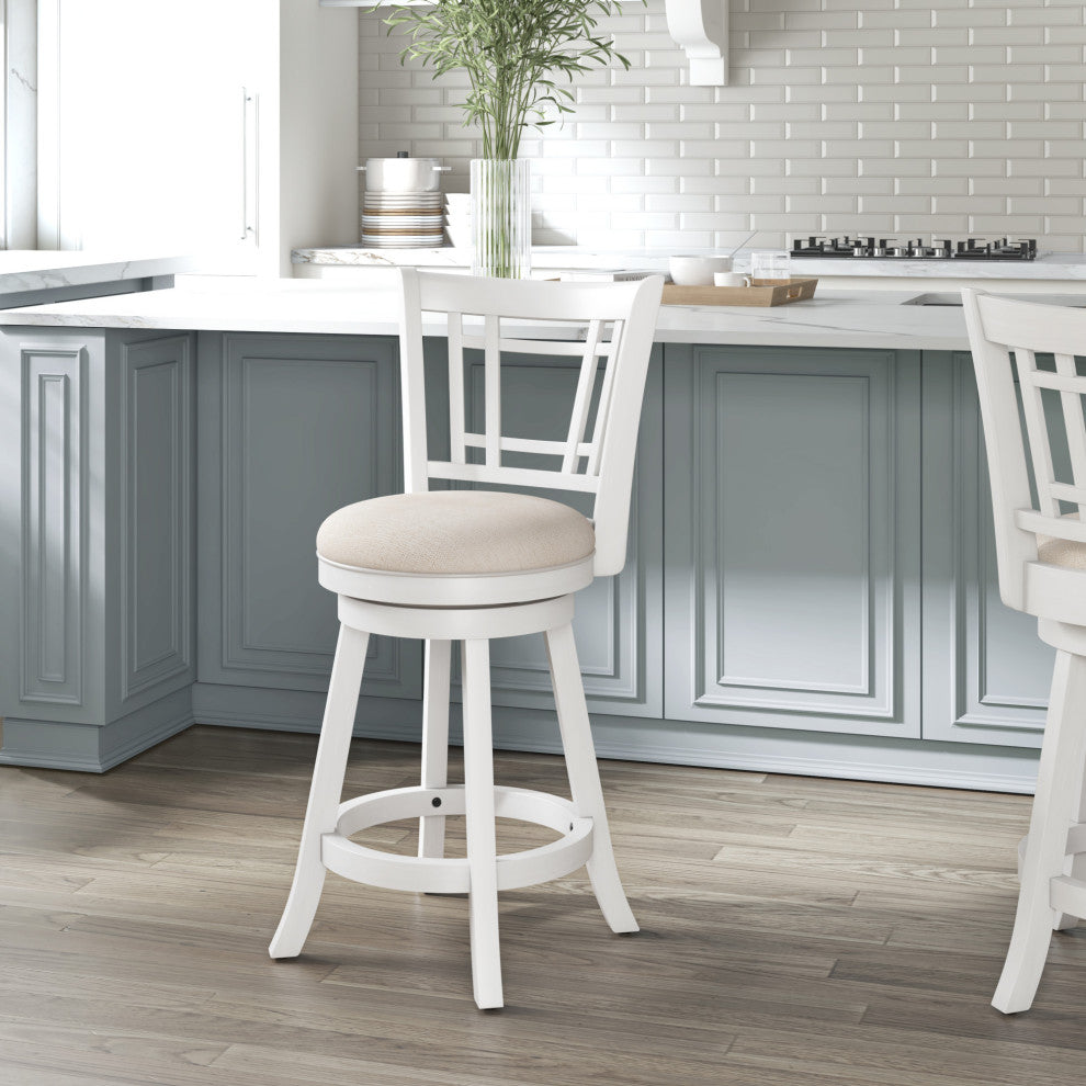 Fairfox Wood Swivel Stool, White, Counter Stool