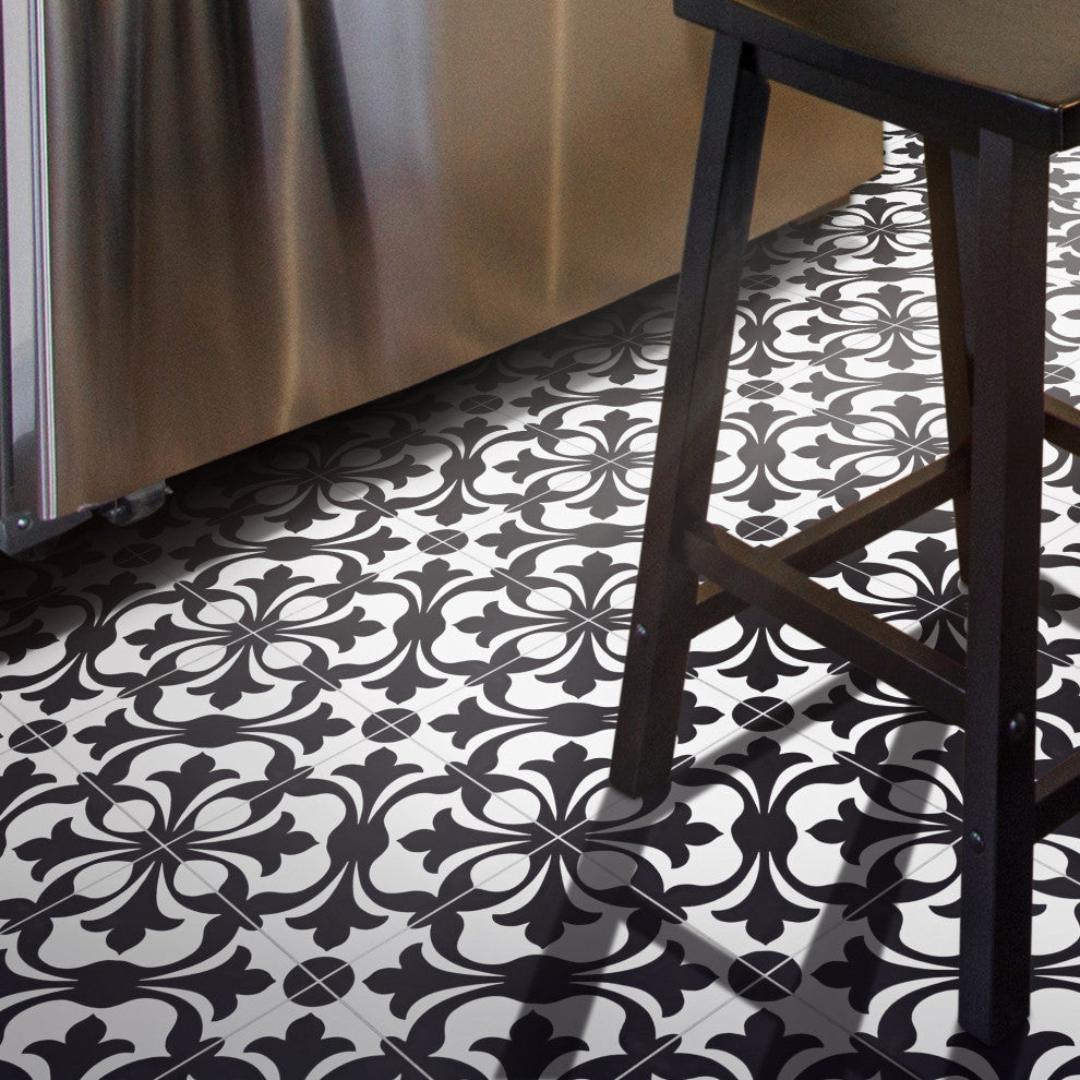 Sefrou Handmade Cement Tile, Black/White, Sample