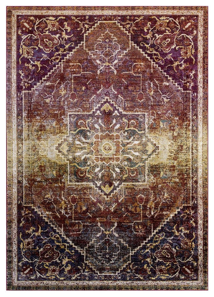 Success Kaede Transitional Distressed Vintage Floral Persian Medallion 5x8 Rug